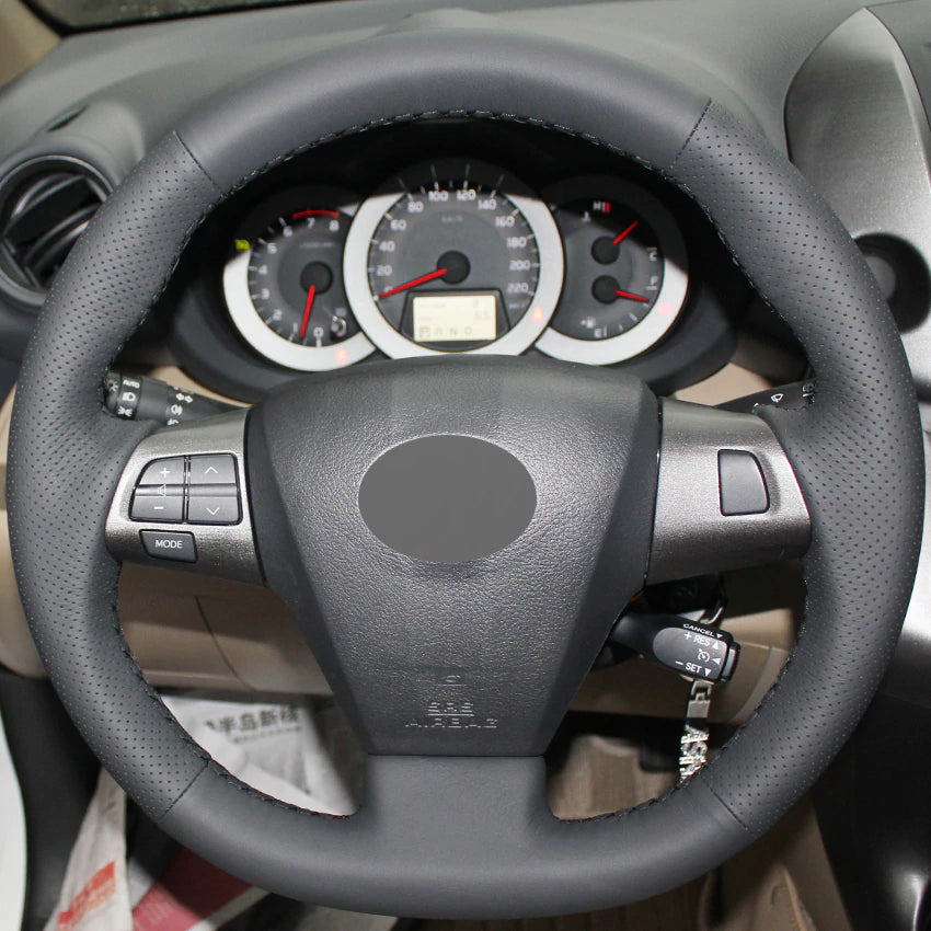 Dark Gray Genuine Leather Hand-stitched Car Steering Wheel Cover for Toyota Corolla 2011 2012 2013 RAV4 2011 2012
