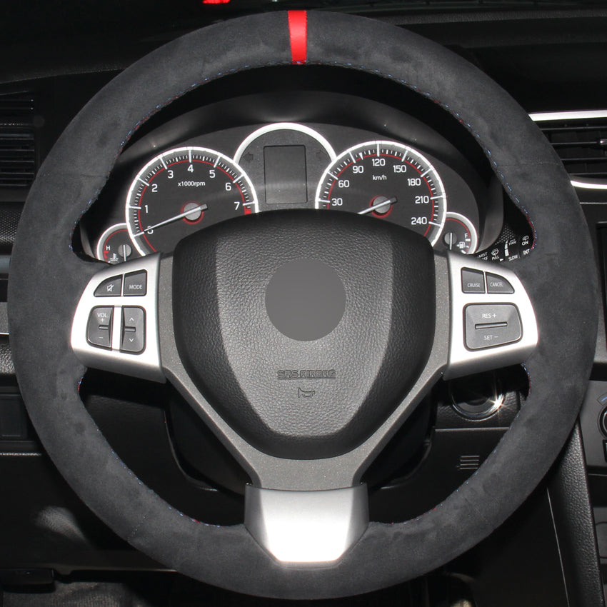 All Black Suede Hand-stitched Car Steering Wheel Cover for Suzuki Swift 2014-2016