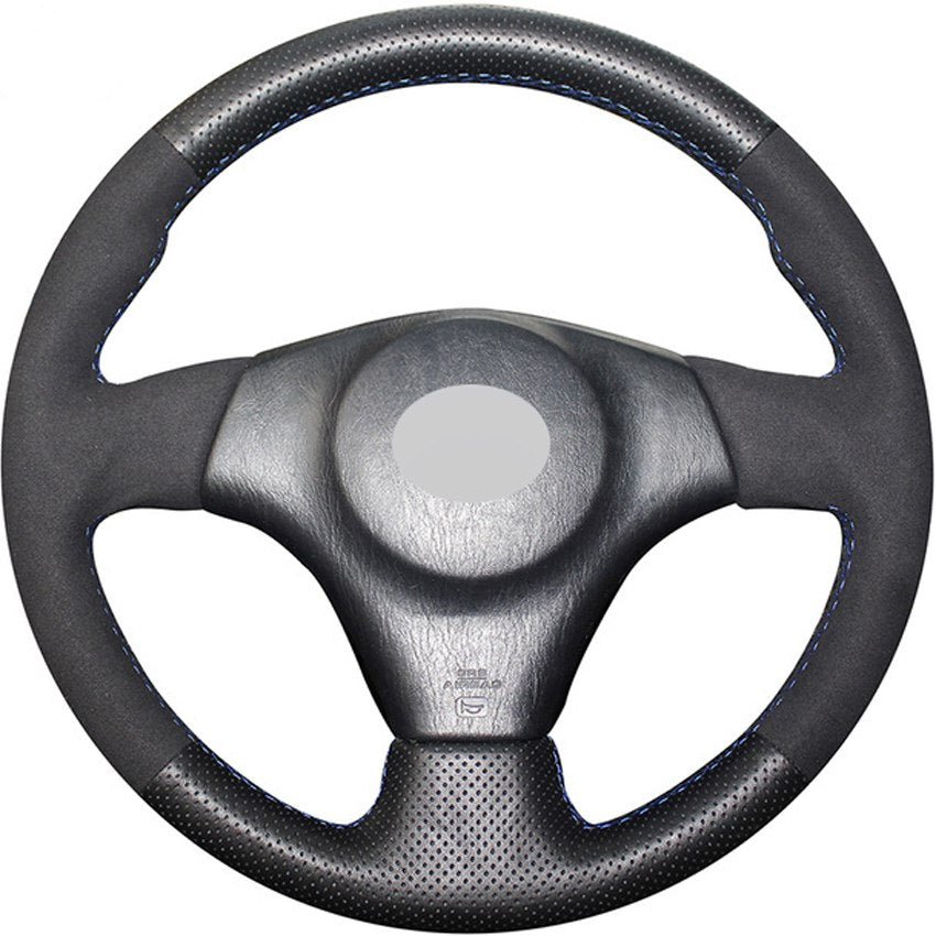 Black Suede Genuine Leather Hand-stitched Car Steering Wheel Cover for Toyota RAV4 2003-2005 Lexus IS200 300 2004 2005