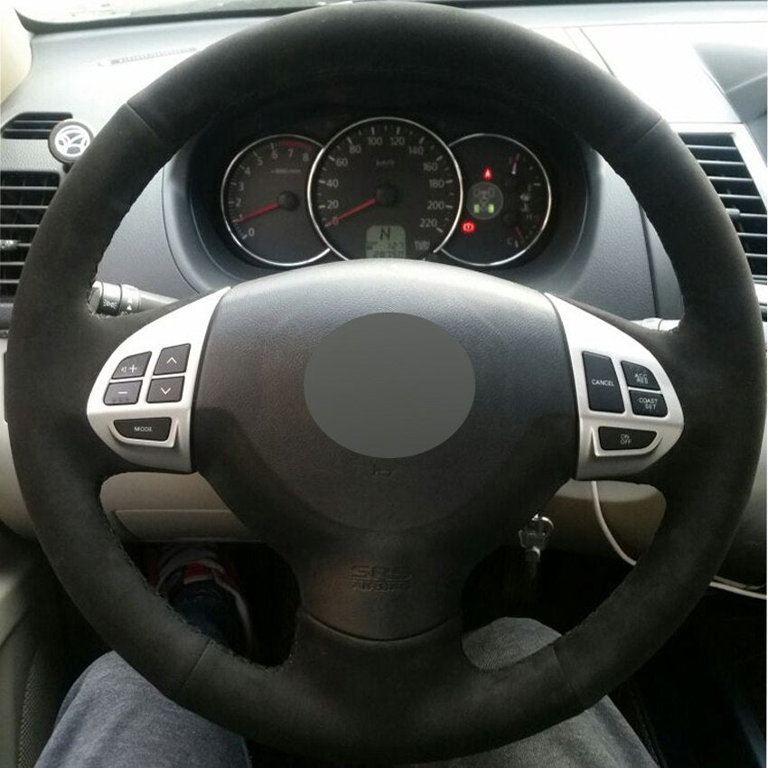 Black Suede Car Steering Wheel Cover for Mitsubishi Lancer EX 10 Lancer X Outlander ASX Colt Pajero Sport