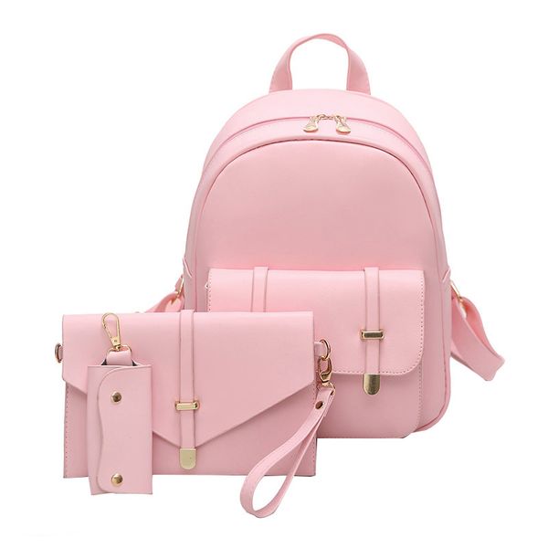 Fashion Composite Bag Pu Leather Backpack Women Cute 3 Sets Bag School Backpacks For Teenage Girls Pink Bags Letter Sac A Dos Y18110202