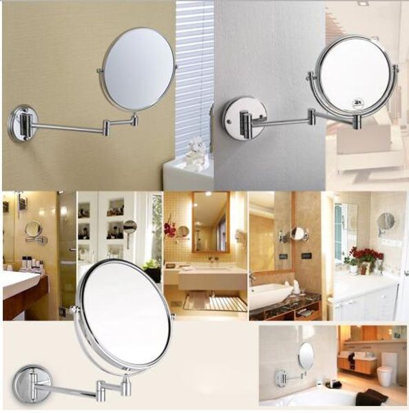 Chrome Round Double-sided 360 Deg 7X Magnifying Mirror 8&quot; Wall Mounted Mirror Vanity Light Lamp Cosmetic Mirrors For Make-up Shaving