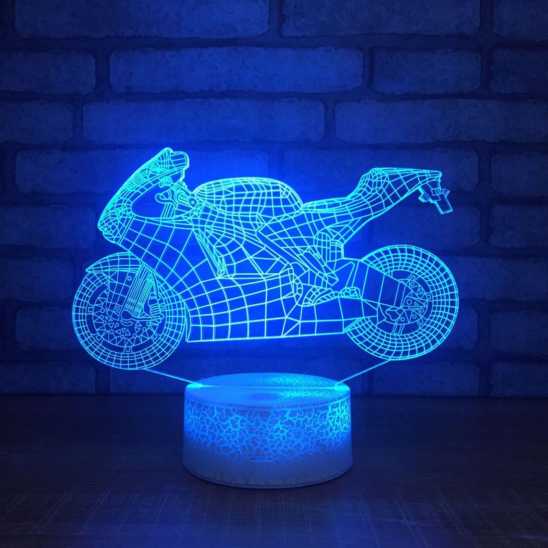 3D Acrylic LED Night Light Motorcycle Shape Touch 7 Color Changing Desk Table Lamp Party Decorative Light Christmas Gift