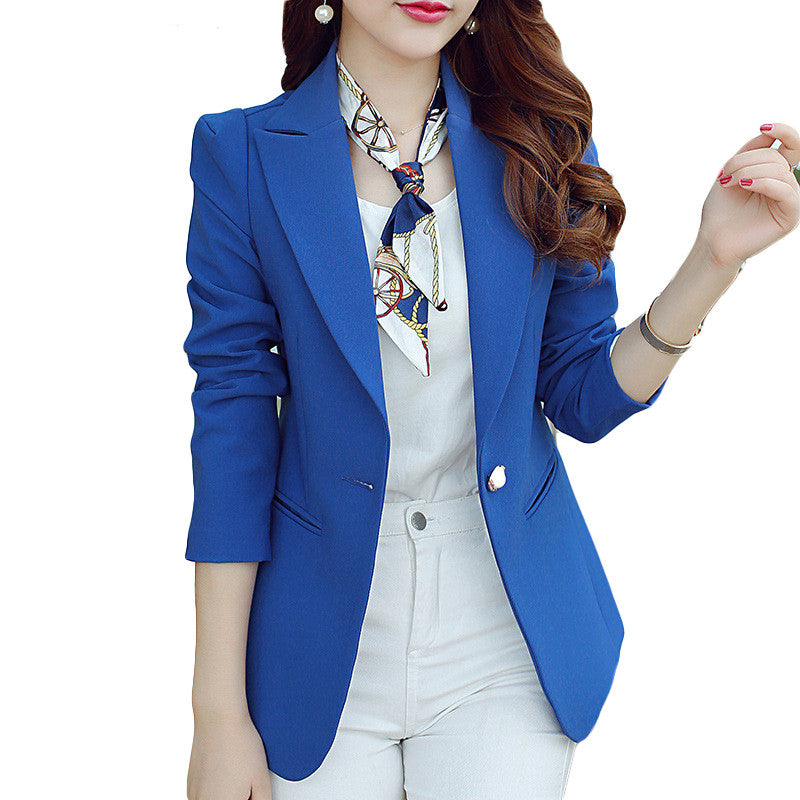 Fashion Women Solid Blazer Casual Womens Single Button Slim Jacket Female Top Coat Cape Ladies Blazers Plus Size Candy Color
