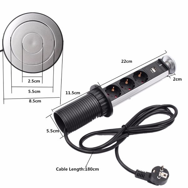 Table Socket Pull Up Socket Home Kitchen Office Worktop Desk Outlet Sockets prise electrique,ship from Russian ,Faster 3 orders