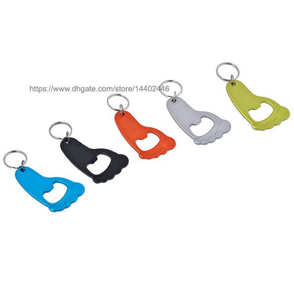 200pcs FREE Print LOGO Laser Customized Metal Baby Feet Foot Footprint Shape Bottle Beer Opener Key Chain Shower Party Gift