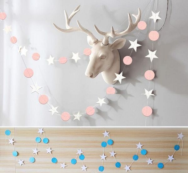 4meter paper Flag Party bell garland Decoration Banner Bunting for birthday wedding event baby shower star dots for balloon too