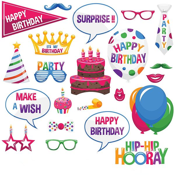 Photo Booth Props Photography mask paper Card Wedding-Birthday-Team bride Party Decoration event gift cake crown balloon design