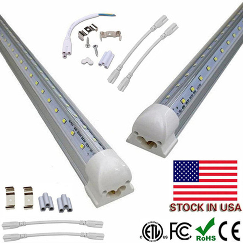 V Shaped 8FT LED Tube Lights 4FT 5FT 6FT 8 Feet LED T8 36W 72W Double Side Integrated Fluorescent Lamp CNSUNWAY LIGHTING Garage Shop Ceiling Downlig