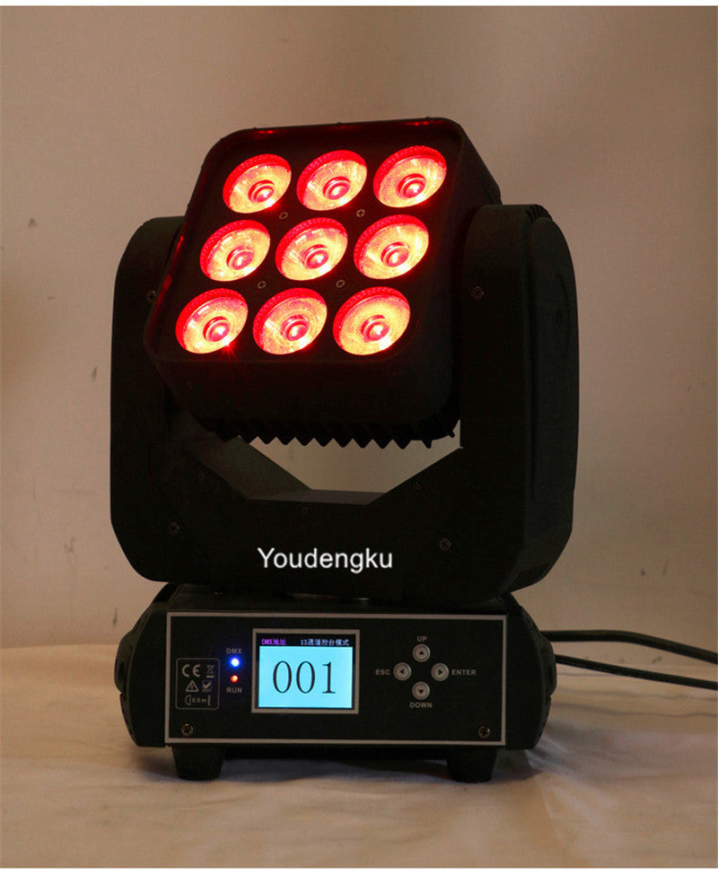 2 pieces New 9x12W led moving head light disco rgbw beam light 9pcs Array DMX LED matrix blinder light