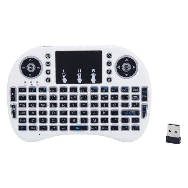 MINI i8 2.4GHz 3-color Backlight Wireless Keyboard with Touchpad White