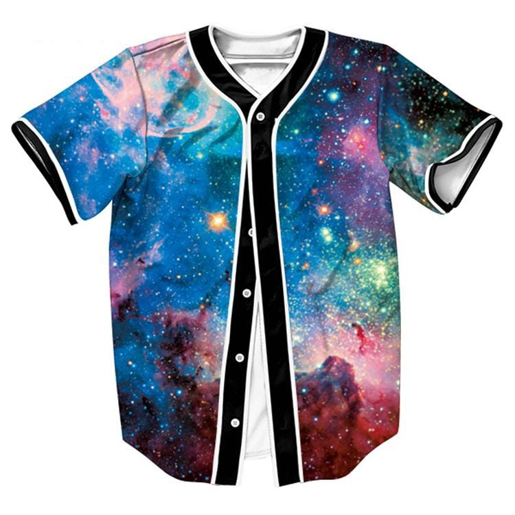 Wholesale Free Shipping 3D Baseball Jersey Space Digital Galaxy Print Men T Shirt Casual Hip Hop Tee Shirt