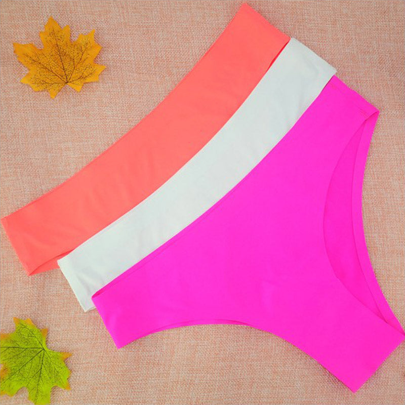 5pcs-lot ice silk briefs women mid waist panties soft Breathable Underwear plus size 6 colors seamless lingerie new fashion