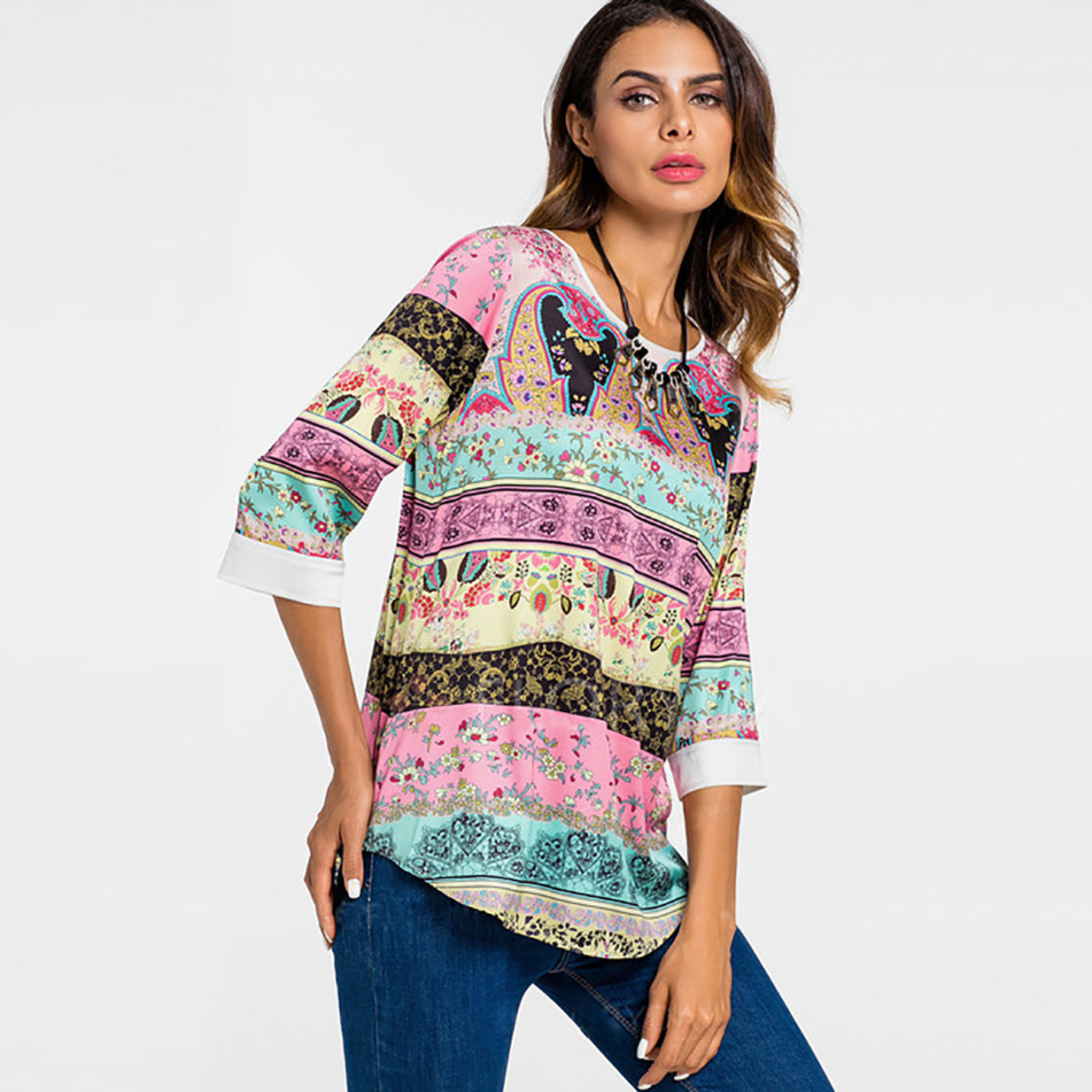 2020 new summer style blouses, blouse, T-shirt, round neck, five sleeves, women&#039;s wear.