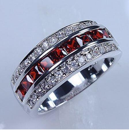 choucong Jewellery Men&#039;s gold filled Red Diamonique cz Wedding band ring free shipping size 8-9-10-11-12