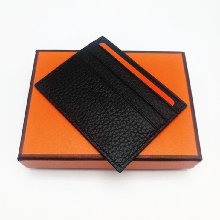 Fashion High Quality Mens Women Real Genuine Leather Credit Holder Mini Wallet Bank Card holders With Box