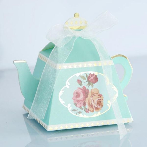 New Hot 100 PCS Royal Teapot Candy Box Afternoon Tea Party Cookies Gift Box Wedding Party Favors Boxes