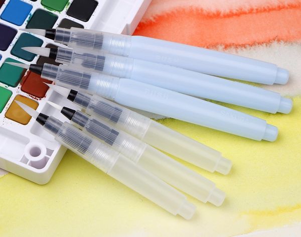 3 pcs-lot Water Piston Writing Watercolor Brush Art Markers 12cm Traditional Chinese Japanese Calligraphy Drawing Pen Beginner