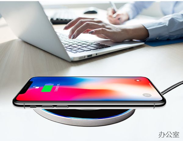 ultra-thin mirrored metal desktop wireless charger for Samsung iphone x phone fast charge