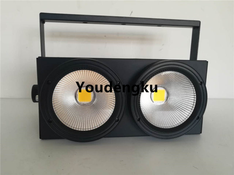2 pieces 2 eyes 100w MINI cob LED audidence light 2 eyes warm-cool white stage dmx led blinder audidence light