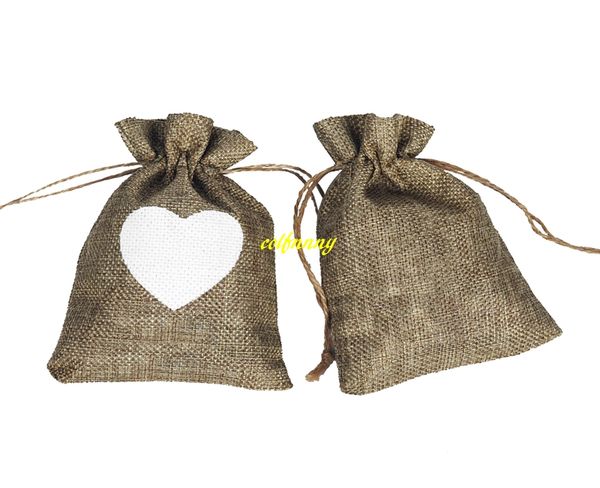 500pcs-lot Vintage Natural Burlap Gift Candy Bags Wedding Party Favor Gift Box Pouch Jute White Love Heart Gift Bag