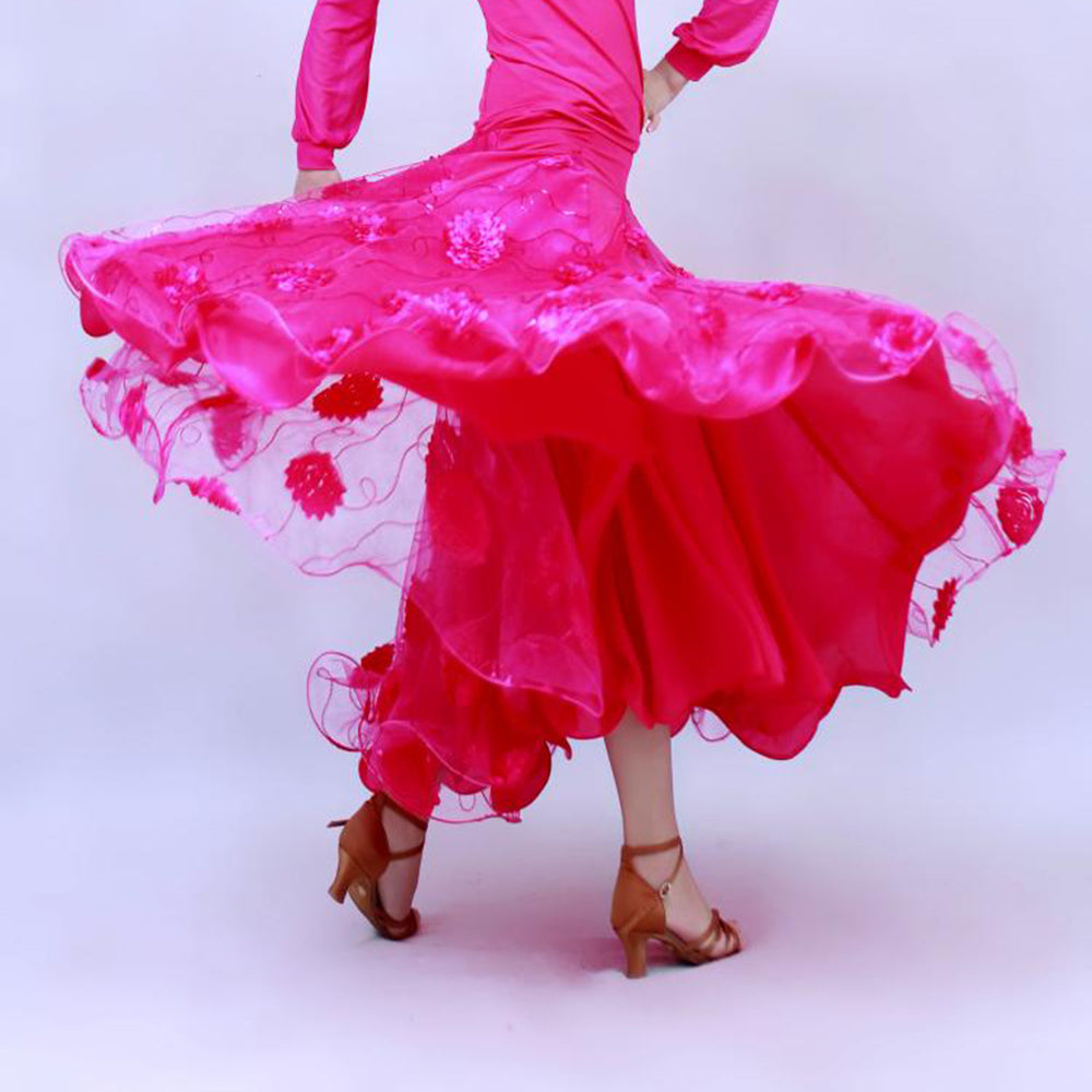 Ballroom Dance Skirts CHEAPEST Standard Ballroom Dress for Waltz Tango Dance Flamenco 6 Colors D0409 Big Hem Meryl Sheer