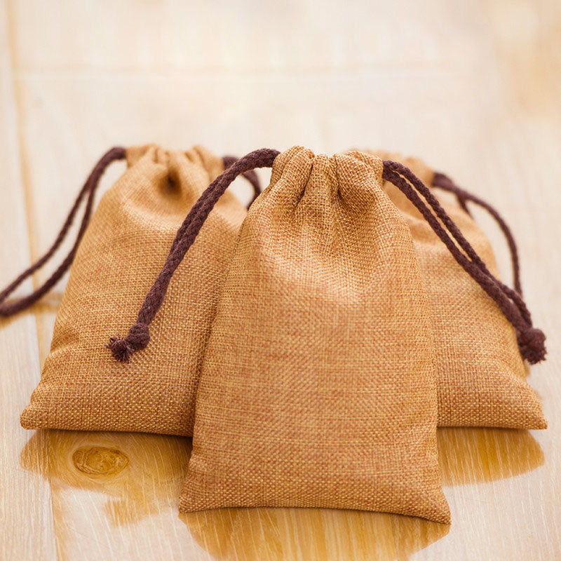 Flax Linen Drawstring Bag 8x11cm 9x12cm 10x15cm 13x17cm pack 50 Party Candy Sack Jewelry Jute Gift Packaging Pouch