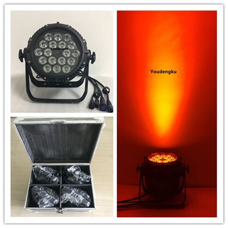 4 pieces with flightcase waterproof IP65 Dj Mixer 4 in 1 LED Par Light 18pcs 10W Led wall washer par light RGBW