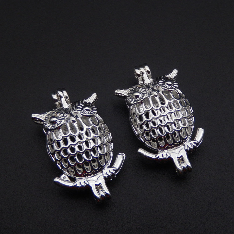 pearl cage necklace pendant essential oil diffuser owl provides silverplated 10pc plus your own pearl stone makes it more attractive
