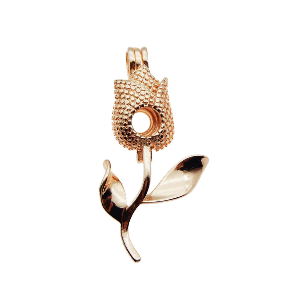 10pcs Rose Gold charm Rose Pearl Cage Jewelry Making Bead Cage Pendant Aroma Essential Oil Diffuser Locket For Oyster Pearl