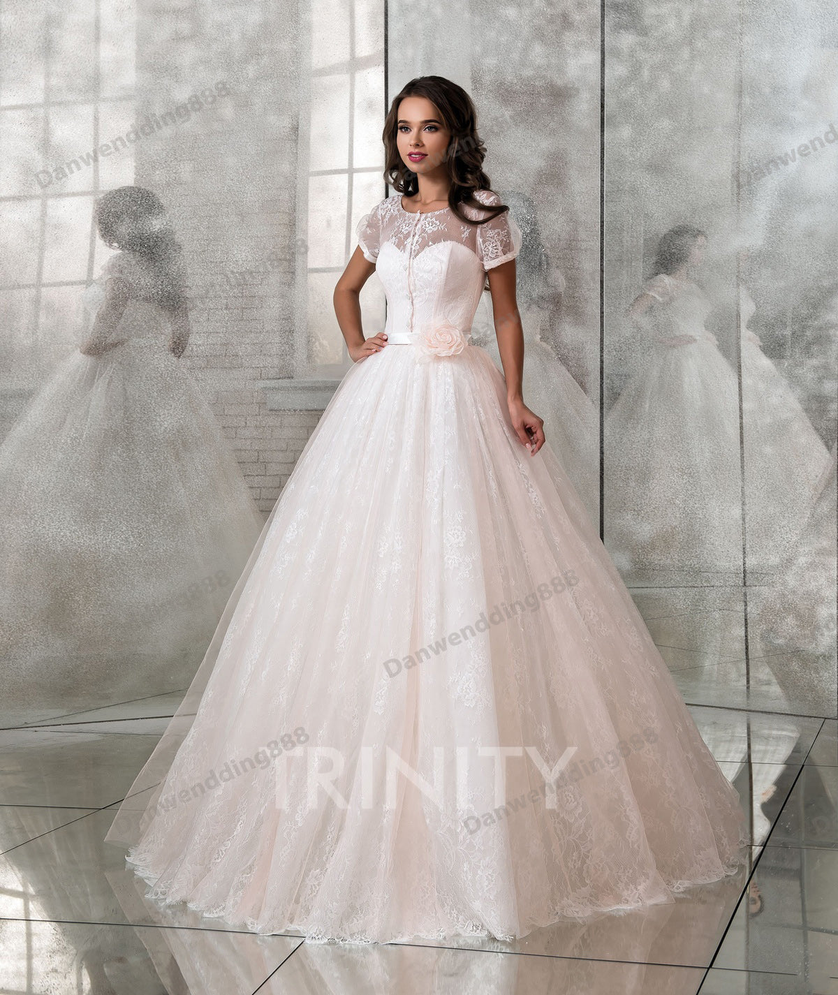 Free Wrap White-Light Pink Lace Sweetheart A-Line Wedding Dresses Bridal Pageant Dresses Wedding Attire Dresses Custom Size 2-16 ZW611147