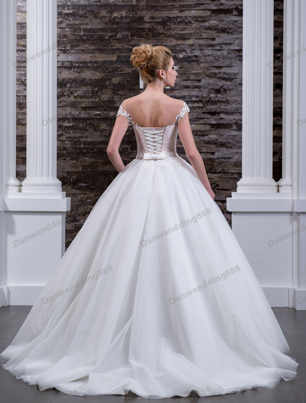 Grace White-Pink Tulle Scoop Applique Ball Gown Wedding Dresses Bridal Pageant Dresses Wedding Attire Dresses Custom Size 2-16 ZW612227