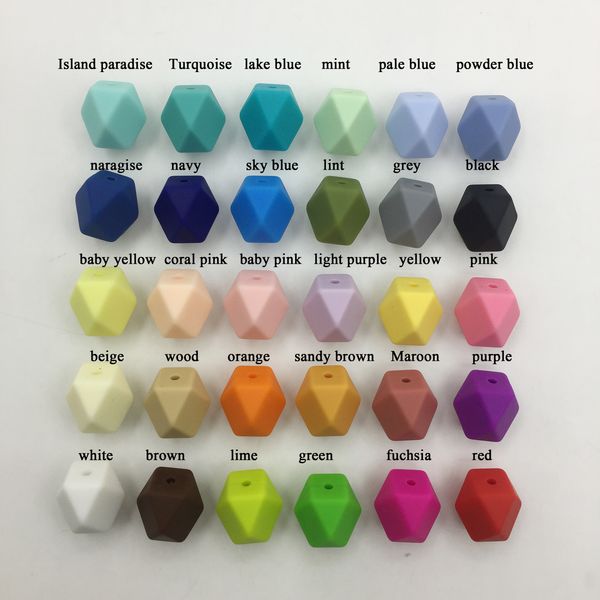 1000pcs-lot BPA Free Loose Silicone Hexagon Beads for baby pacifier teether necklace infant dummy chewable teething jewelry