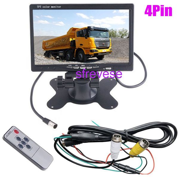 4Pin 7&quot; TFT LCD Car Rear View Screen Monitor 2 channel Video Input For Bus Truck Parking Reversing Backup Camera 12V-24V