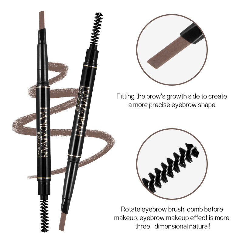 HANDAIYAN 2022 Double head eyebrow pencil durable waterproof 5 color super fine triangle band brush eye tinted mascara enhancement
