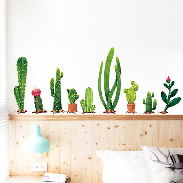 Many kinds of cactus green plants wall stickers living room bedroom Background home decoration Mural Decal Wall decor wallpaper