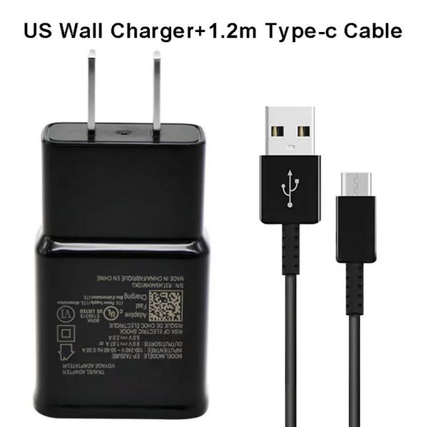 Usb Fast charger For S8 9V 2A Travel wall plug adaptor full 2A home charge dock with type c black cable 2 in 1