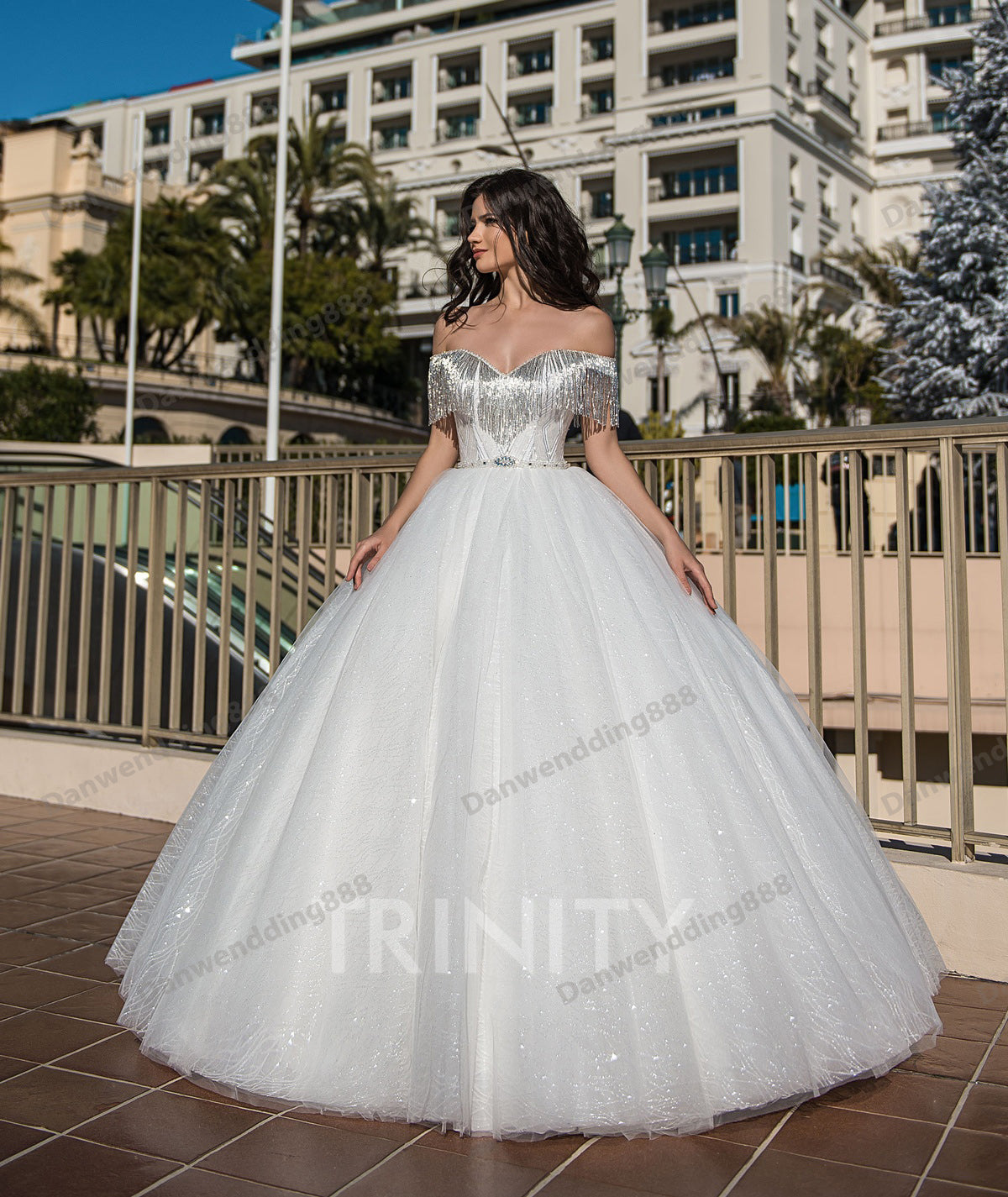 Elegant White Lace-Tulle Off Shoulder Ball Gown Wedding Dresses Bridal Pageant Dresses Wedding Attire Dresses Custom Size 2-16 ZW713254