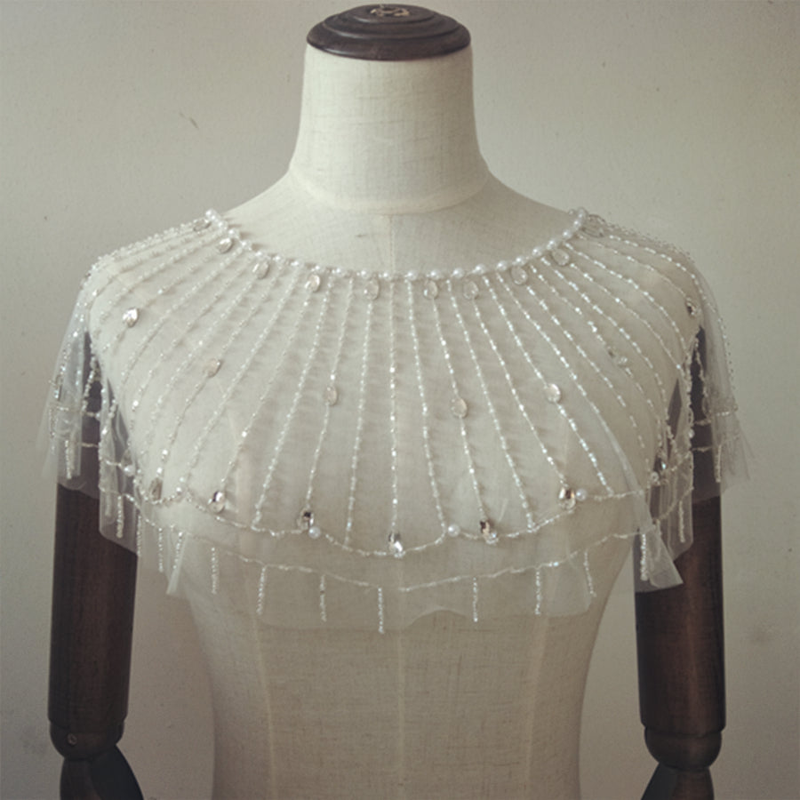 Beauty White Beads Bridal Wraps Bridal Jackets Wedding Accessories F714013