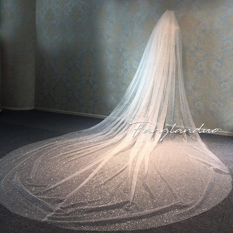 Sparkle White 3.5 Meters Long Tulle Bridal Veils Bridal Headwear Bridal Wraps Wedding Accessories F714129