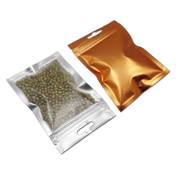 100PCS 7.5x12cm Matte Clear Front Colorful Aluminum Foil Zipper Package Bag with Hang Hole Mylar Plastic Grocery Electronics Storage Pouches