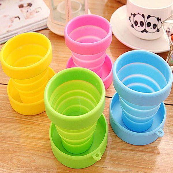 Silicone Telescopic Collapsible Retractable Folding Cup Candy Outdoor Camping Travel Tableware foldable cup camping wine glass