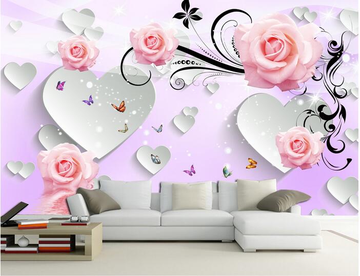 3d wallpaper custom photo Love simple dreamy flowers butterfly tv background wall living room 3d wall muals wall paper for walls 3 d