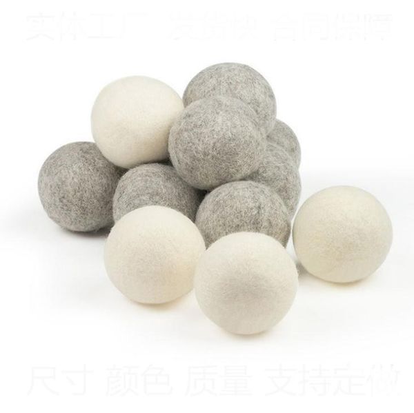 Natural Wool Felt Dryer Balls 4-7CM Laundry Balls Reusable Non-Toxic Fabric Softener Reduces Drying Time White Color Balls SN924