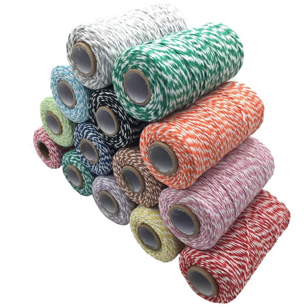 High Quality 1 Roll 100 Metres 2Ply Cotton Bakers Twine String Cord Rope Rustic Garment accessories Gift rope Baking pack rope 15 Colors