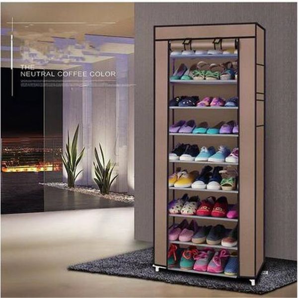 Wholesales free shipping Fashionable Room-saving 9 Lattices Non-woven Fabric Shoe Rack Coffee Storage Holders & Racks
