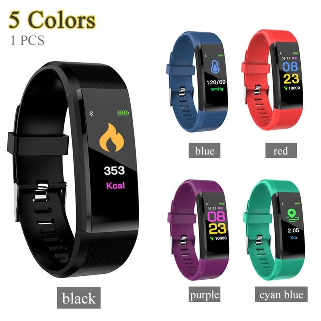 New Smart Bracelet ID115 Plus Heart Rate Blood Pressure Monitor Fitness Tracker Sleep Pedometer Waterproof Wristband For IOS Android in Box