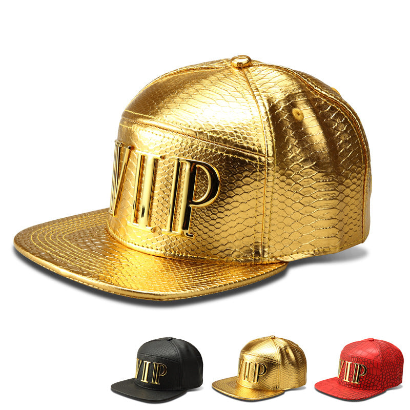 Hip-hop Luxury PU Crocodile Grain Leather Hats Diamond Snapback Golden VIP Logo DJ baseball Caps Men Women Lovers Sport Casquette