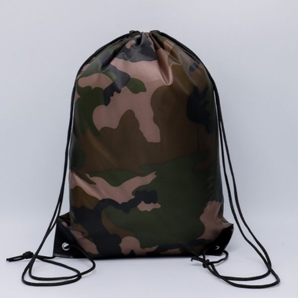 Logo Custom Camouflage Drawstring Bags Camo Drawstring Bag Clothes Shoes Bags Outdoor Hiking Sport Gym Dance Backpacks Nylon Oxford Materia