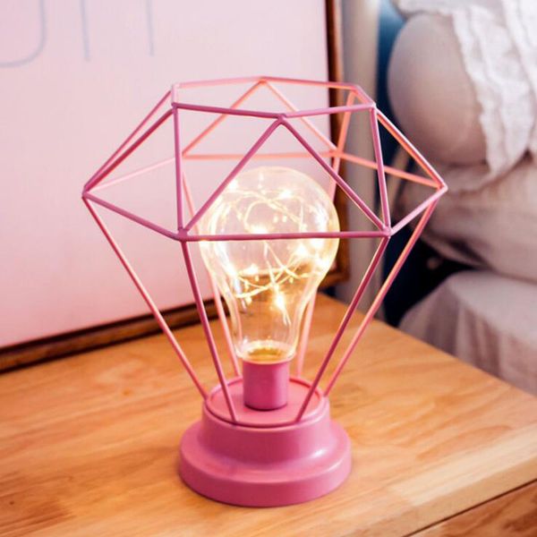 MOQ:5PCS Nordic Creative Night Light Geometric Diamond Shape Desk Lamp Alloy Bedroom Decorate For Wedding Supplies